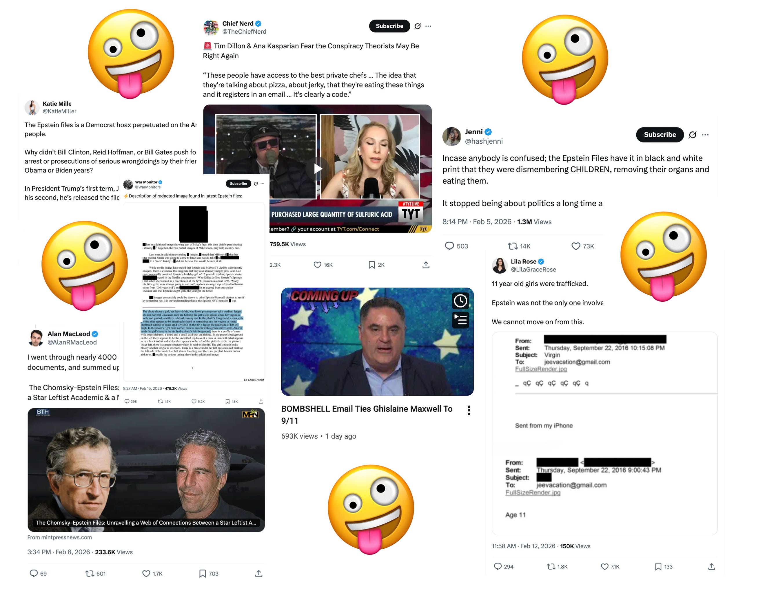 A selection of insane viral garbage tweets on the “Epstein Files ...