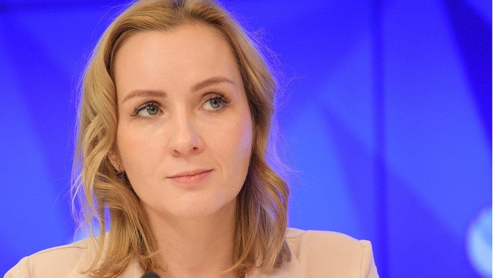 Maria Lvova-Belova was appointed Russia's Children's Rights Commissioner in 2021. Maria Lvova-Belova was appointed Russia's Children's Rights Commissioner in 2021.