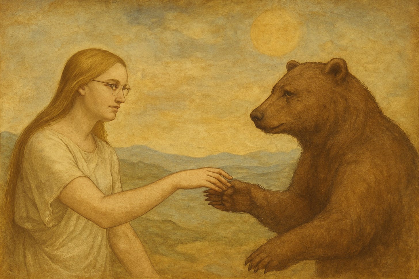 ai image woman bear touching