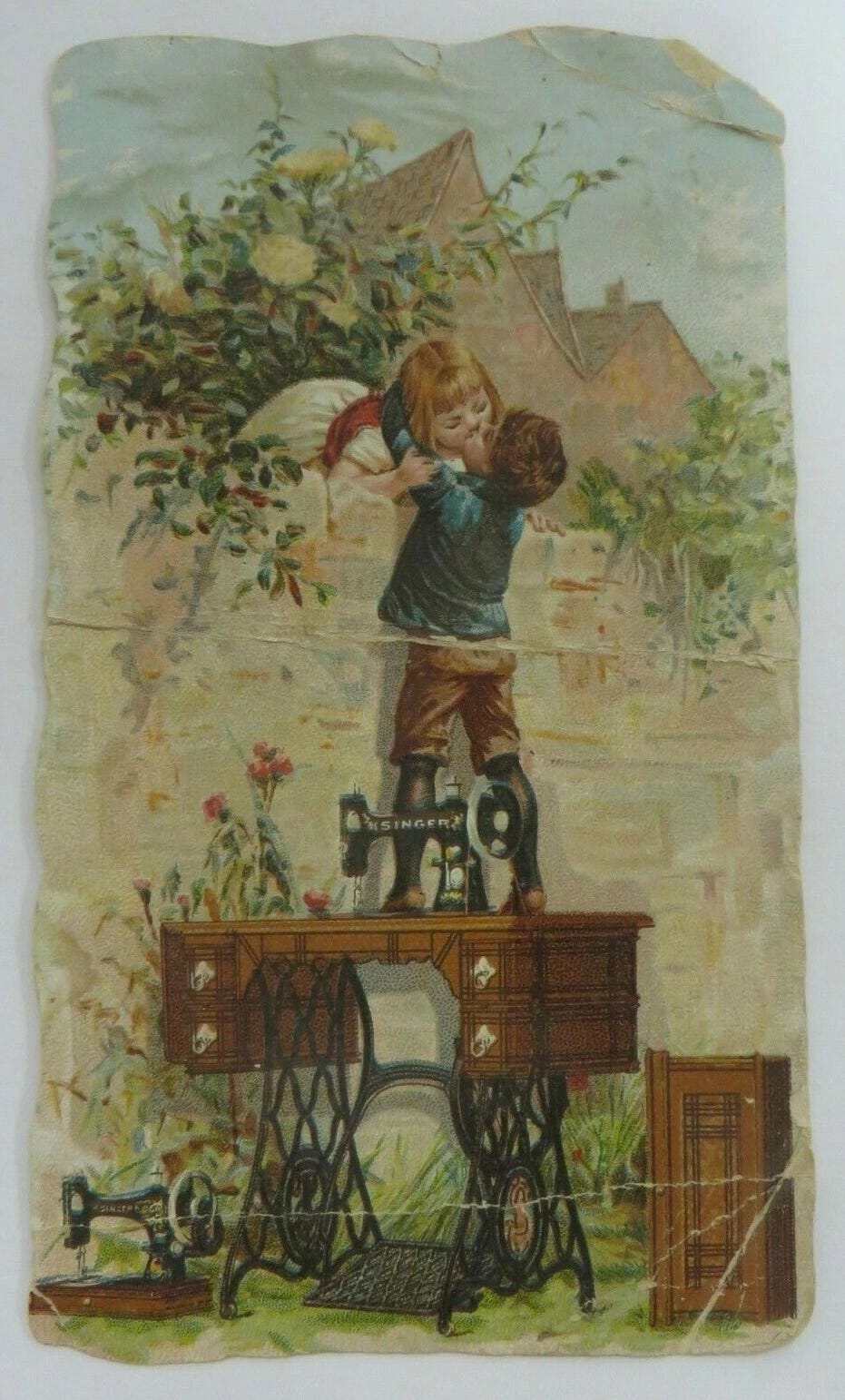 Vintage Victorian SINGER SEWING MACHINE Trade Card Advertising Manufacturing Co - Picture 1 of 11