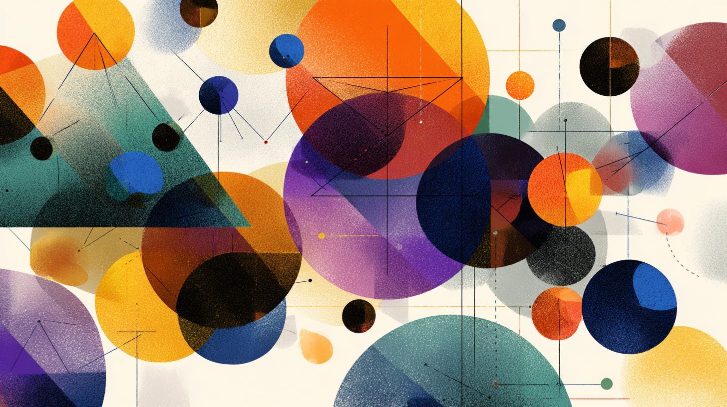 A series of multi-colored interconnected circles and lines. A series of multi-colored interconnected circles and lines.