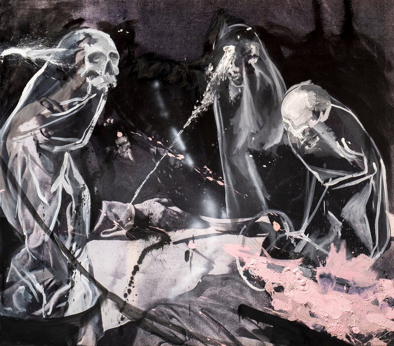 Daniel Spivakov, ‘The Supper at Emmaus’, 2023, Painting, Oil, spray on polyester, Stallmann Galleries Daniel Spivakov, ‘The Supper at Emmaus’, 2023, Painting, Oil, spray on polyester, Stallmann Galleries
