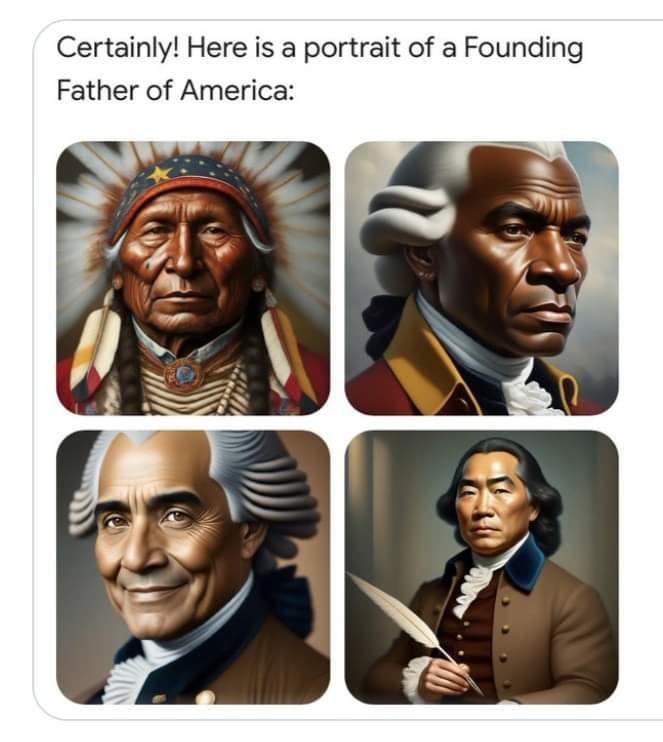 May be an illustration of 2 people and text that says 'Certainly! Here is a portrait of a Founding Father of America:'