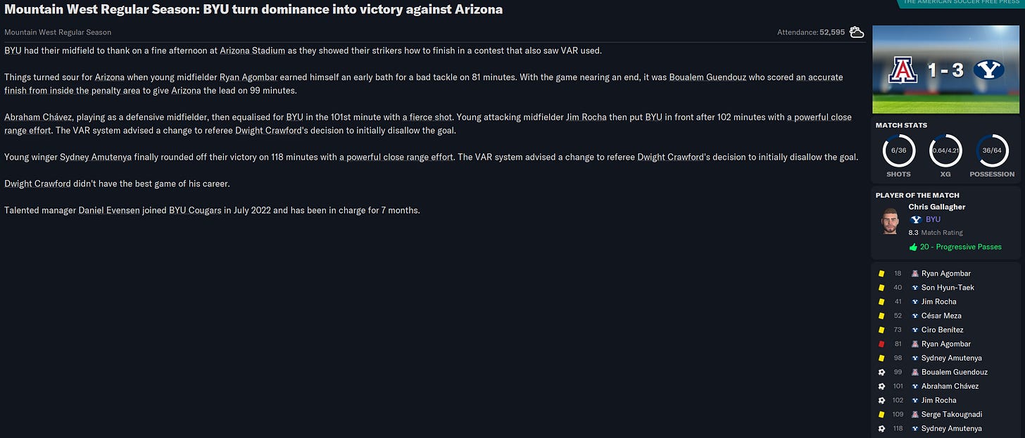 Football Manager 2023 Match Review
