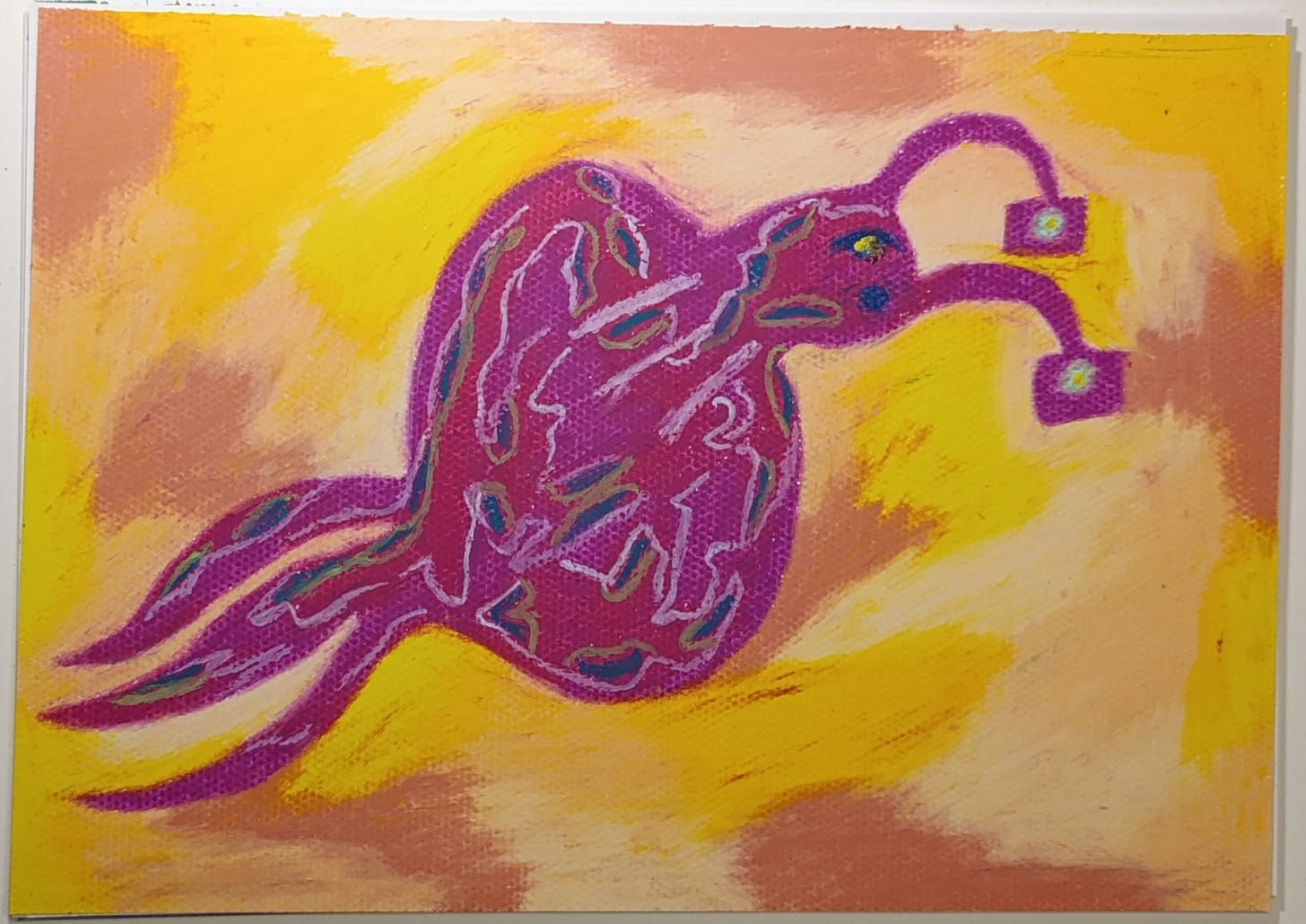 a red monster with three tails and two antenae a red monster with three tails and two antenae
