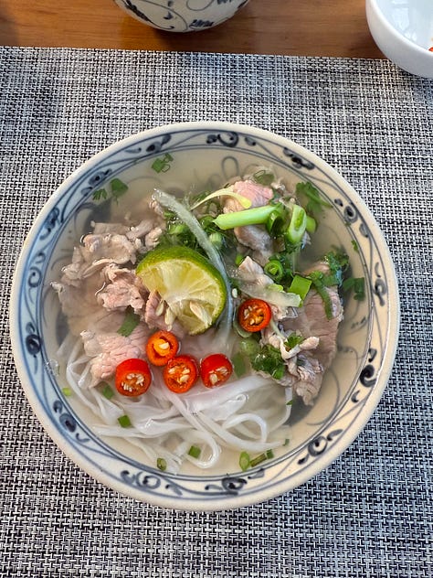 A collage of pho bowls eaten in Vietnam in January 2026.