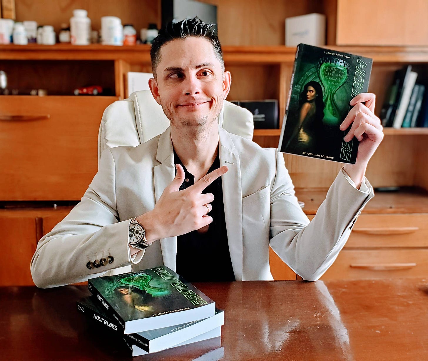 Hourglass and author