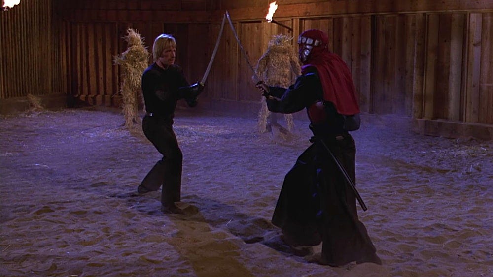 Chuck Norris, kicking ninja butt in The Octagon