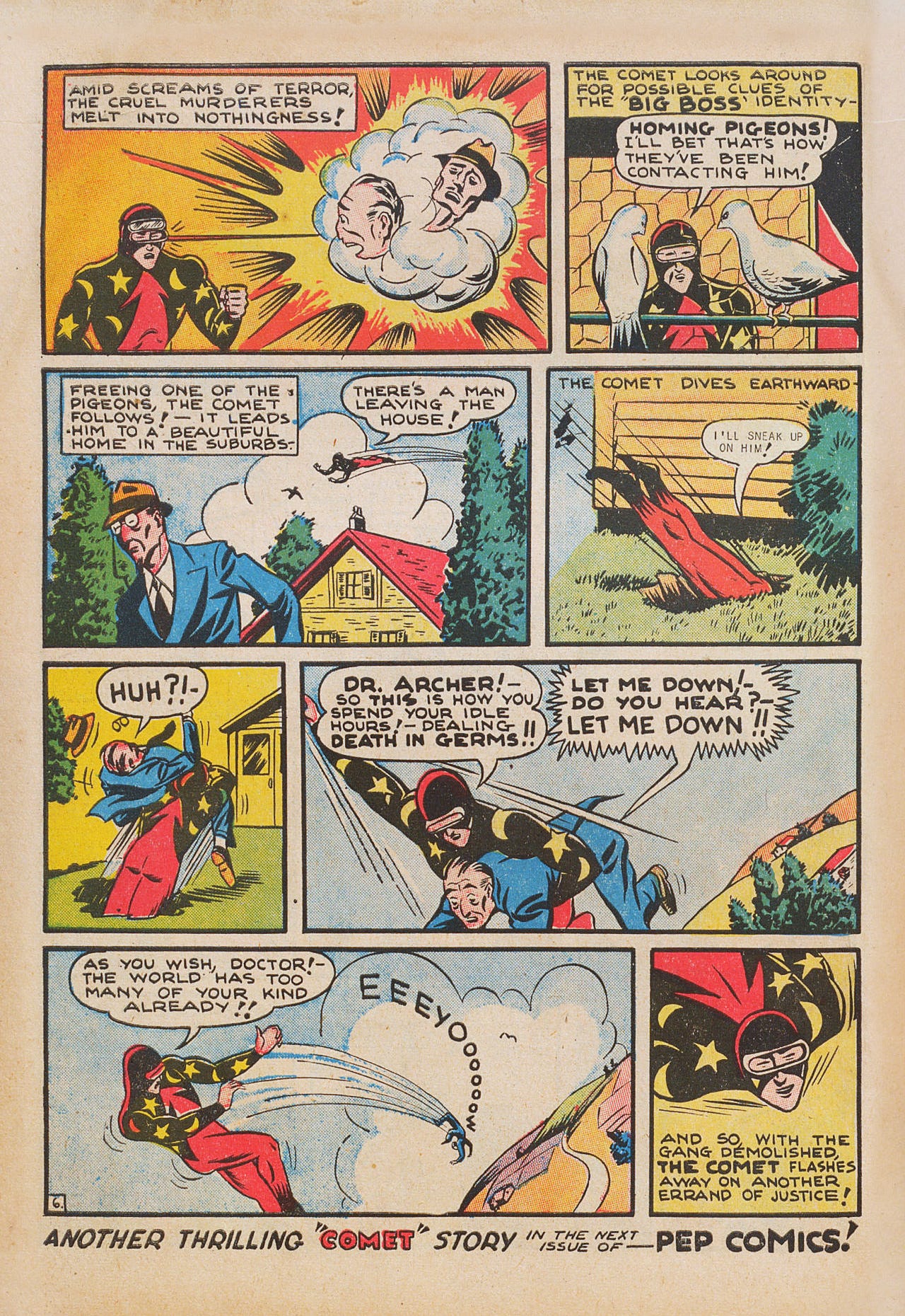 Pep Comics 1, The Comet story, page 6