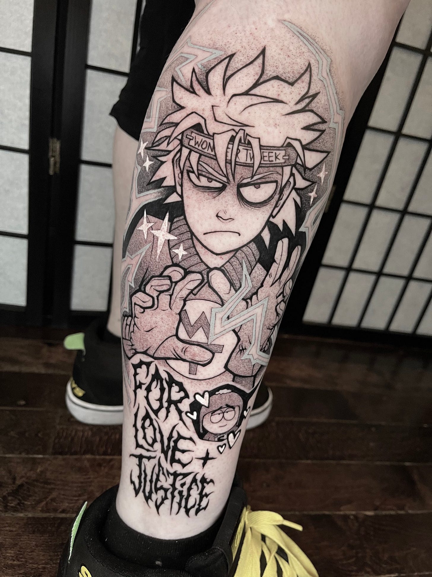 Fanart of Southpark's Craig Tucker and Tweek as tattoo art | Artist: butterhand | https://x.com/mesaka52156591