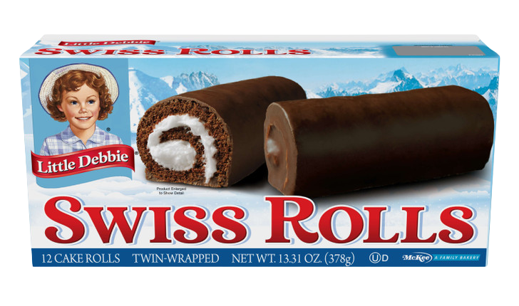 Box of Little Debbie brand Swiss Rolls