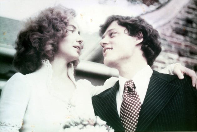 Bill and Hillary's momentous wedding day in Fayetteville, Arkansas, on October 11, 1975, marking the start of their historic partnership. Bill and Hillary's momentous wedding day in Fayetteville, Arkansas, on October 11, 1975, marking the start of their historic partnership.