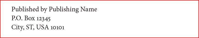 Add publishing name to copyright page.