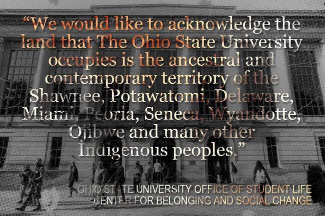 A quote over an image of the Ohio State University library building. A quote over an image of the Ohio State University library building.