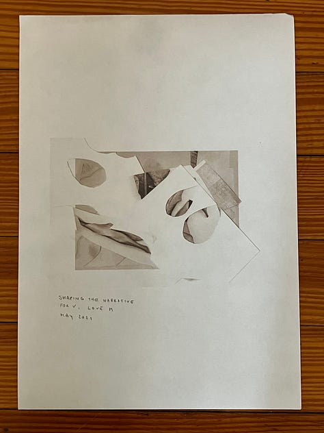 several images described in bullet points-- photos, collages, and a negative