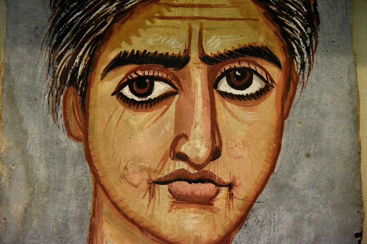 Fayum mummy portrait encaustic Roman Egypt Fayum mummy portrait encaustic Roman Egypt