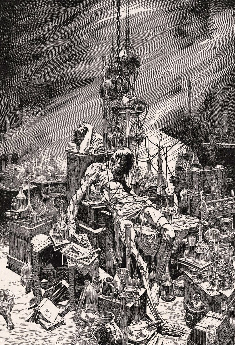 Bernie Wrightson's Frankenstein illustrations, 1983
