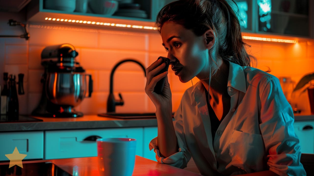 Photo of a woman talking to her smartphone