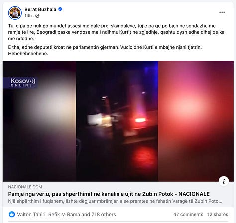 Reagimet e Berat Buzhales dhe Parim Ollurit në Facebook.