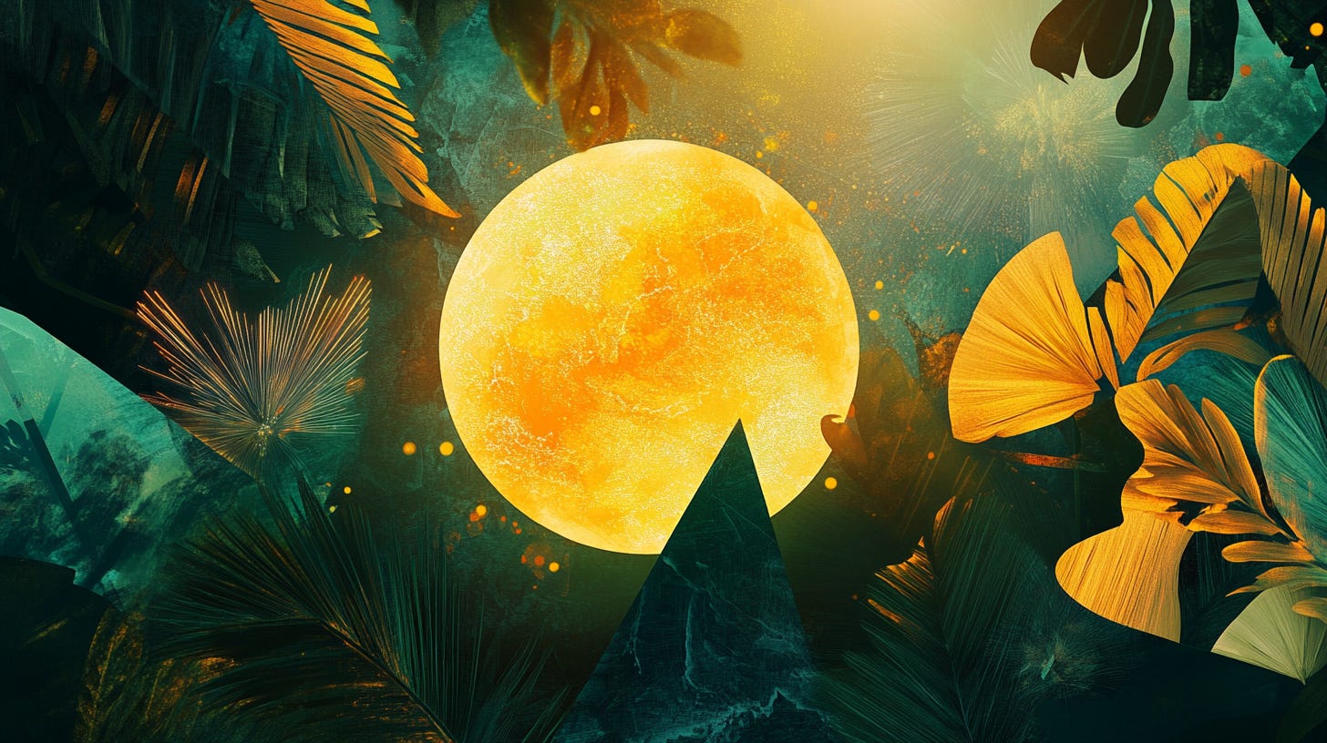 A glowing orb in a jungle. A glowing orb in a jungle.