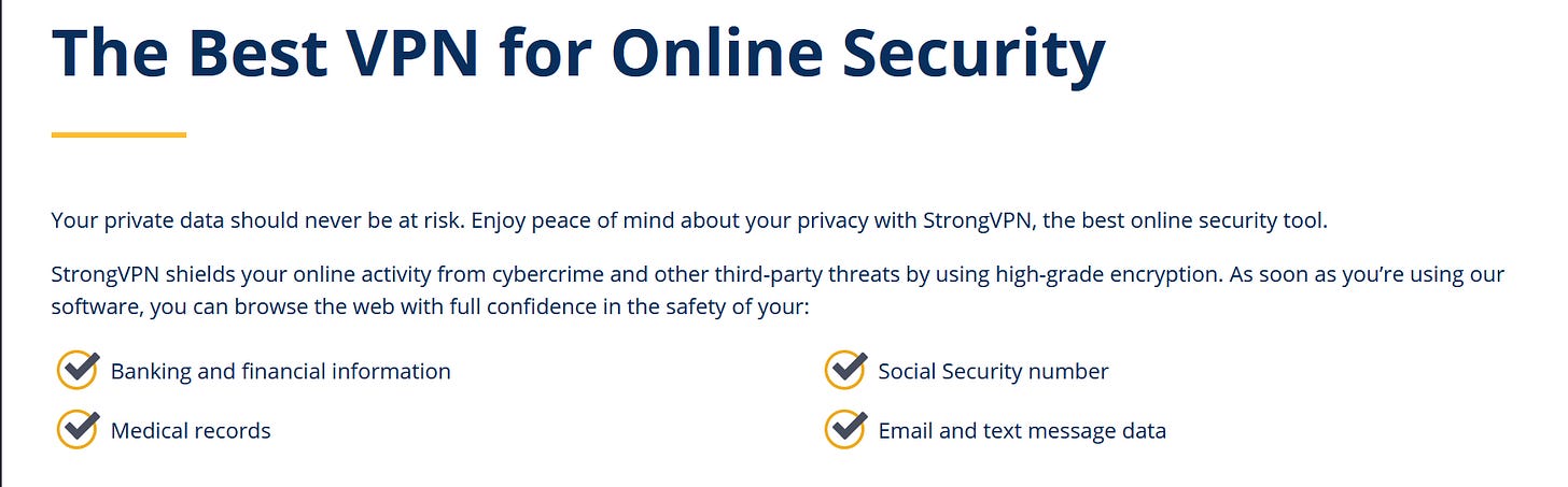 strong vpn false guarantees