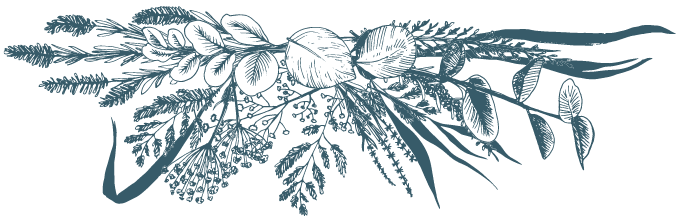 spray of blue gray flowers