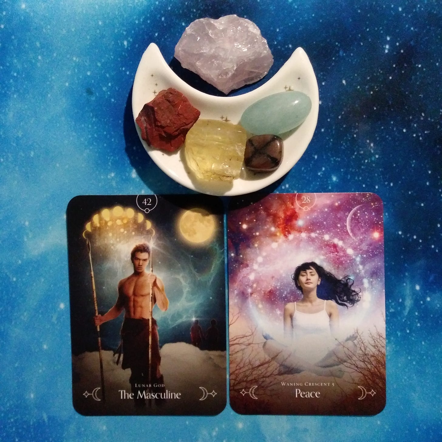 A Message from the Universe ~ Making Peace with the Masculine, Queen of the Moon Oracle Cards