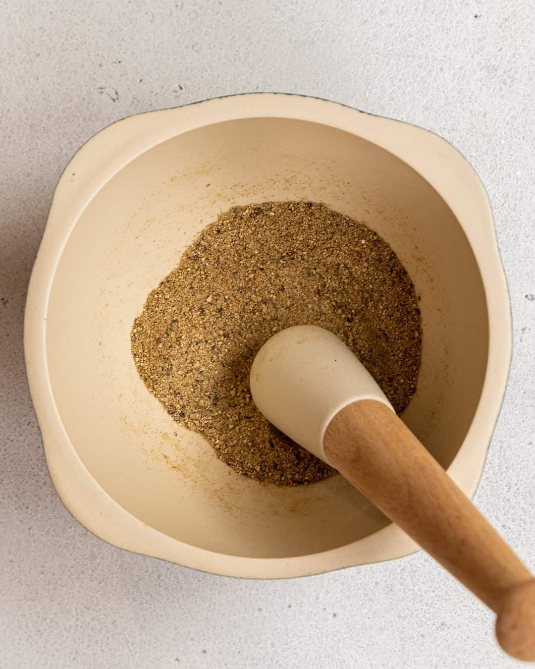 combining all the spices for the salt and pepper tofu