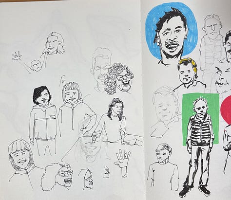 A messy sketchbook.