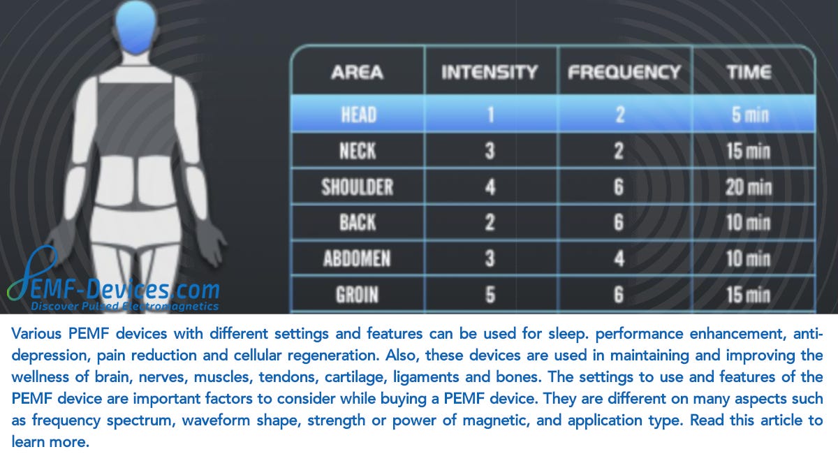 pemf frequencies and power settings