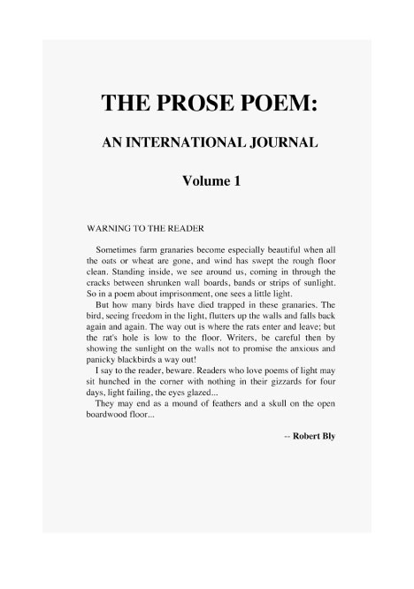 Examplein Prose What Is a Prose Poem - by Peter Johnson