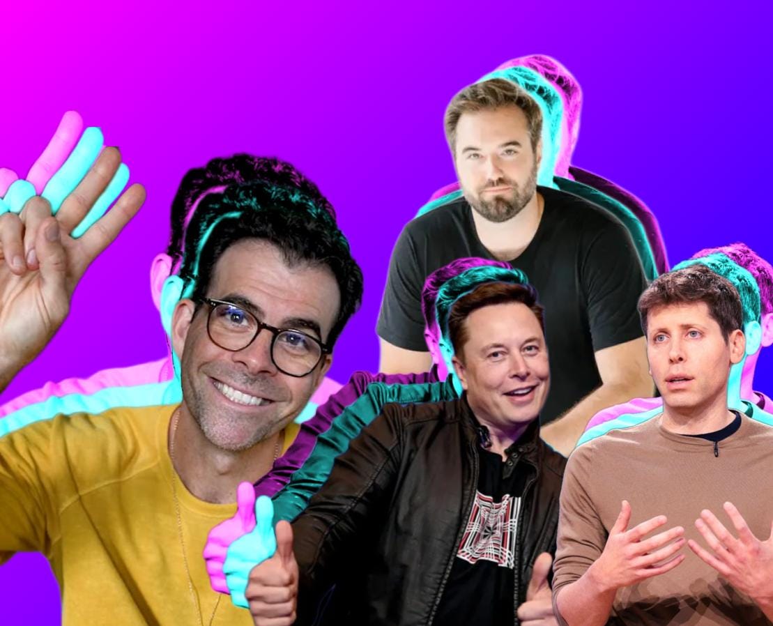 Adam Mosseri of Instagram; Elon Musk of X, SpaceX, and Tesla; Chris Best of Substack; Sam Altman of OpenAI.