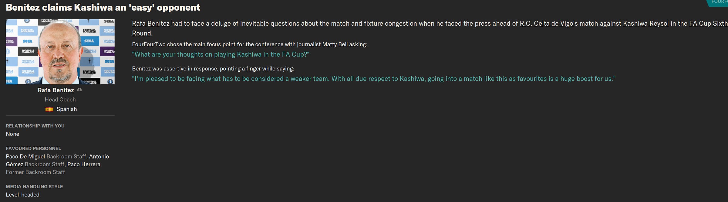 Football Manager 2024 Kashiwa Easy Opponent Celta
