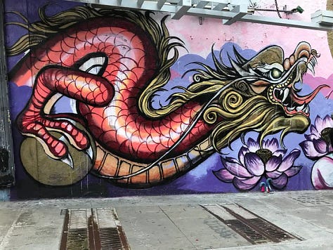 Chinatown, street murals, Chinese menu