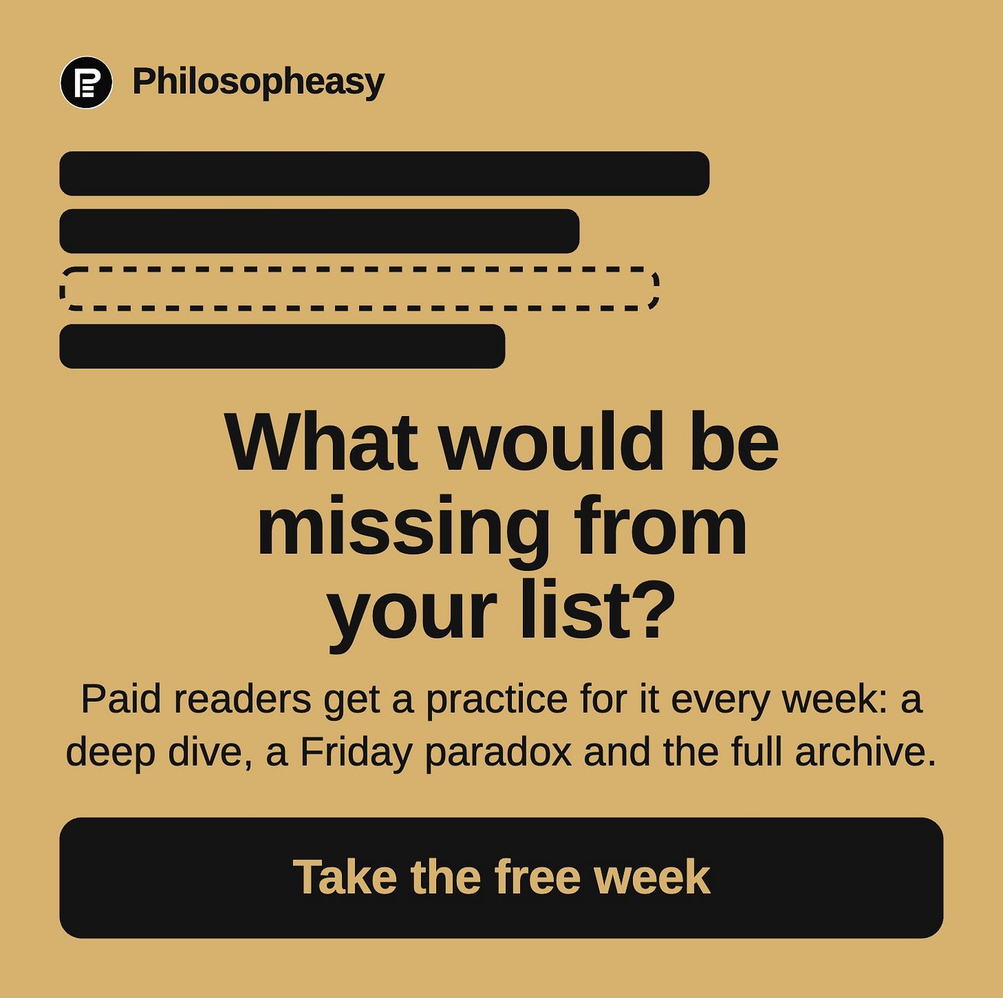 What would be
missing from
your list? What would be
missing from
your list?