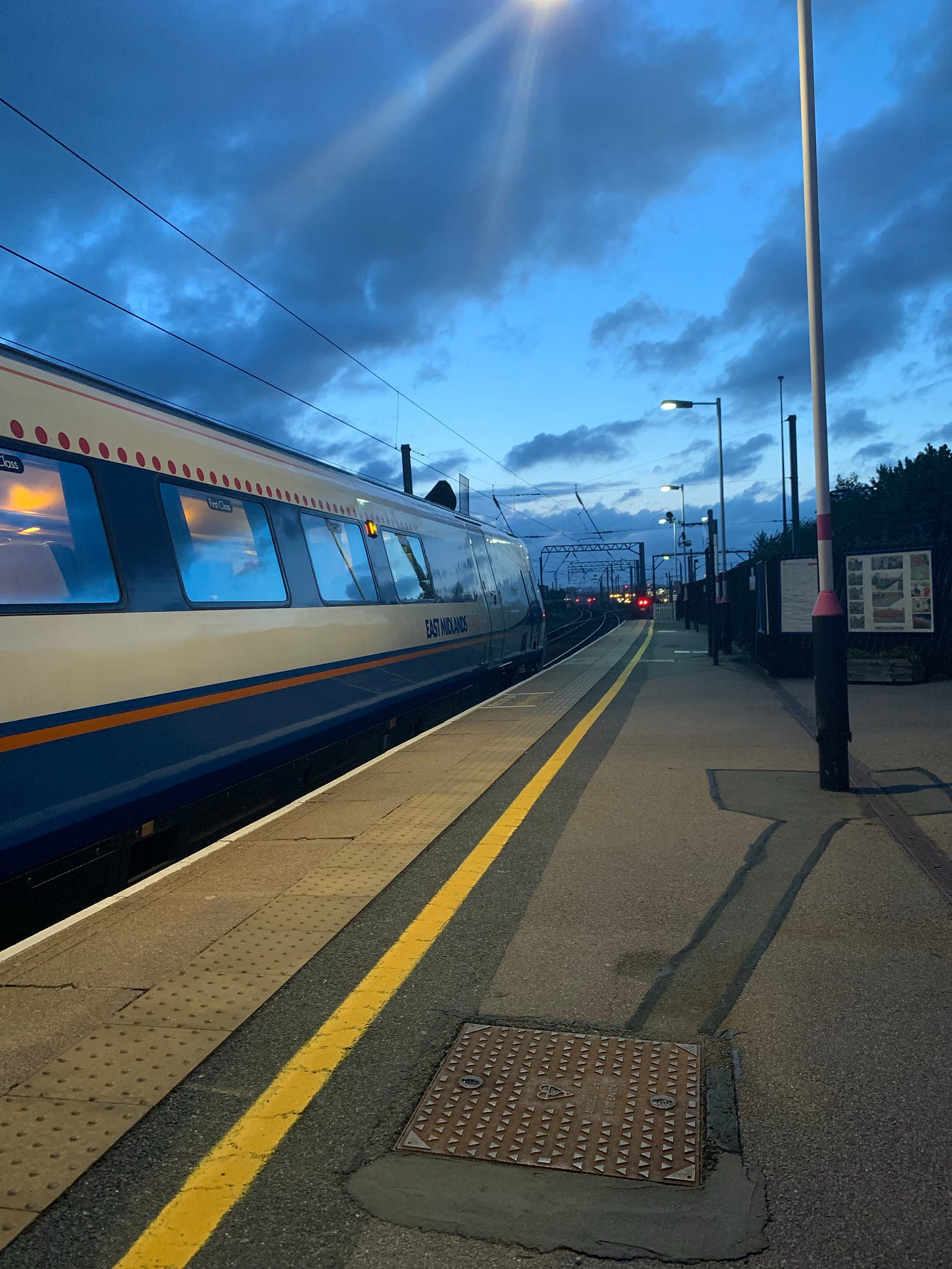 East Midlands train at Cricklewood in the evening East Midlands train at Cricklewood in the evening