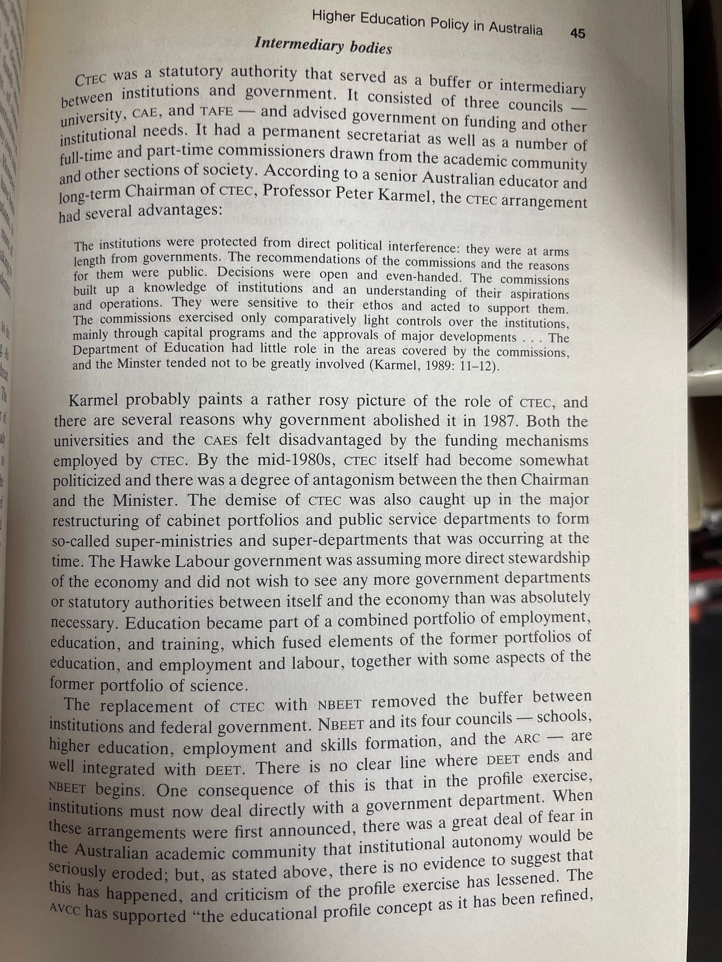 Page 45 of Aforementioned book chapter describing the utility and demise of CTEC