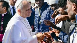 Pope Leo XIV greeted migrants at a reception centre in San Cristobal de la Laguna, Tenerife Pope Leo XIV greeted migrants at a reception centre in San Cristobal de la Laguna, Tenerife