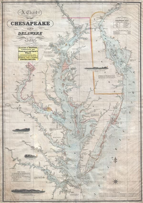 A Chart of the Chesapeake and Delaware Bays.: Geographicus Rare Antique Maps