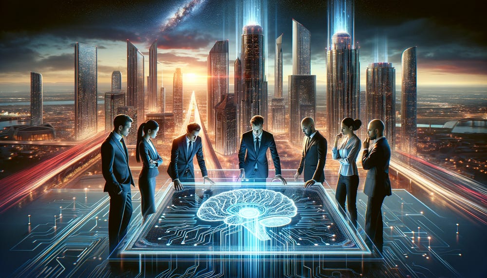 Gerado com DallE-3 A visually striking and conceptual representation of the 'meteoric rise of AI', preparing for a future with ultra-intelligent machines.