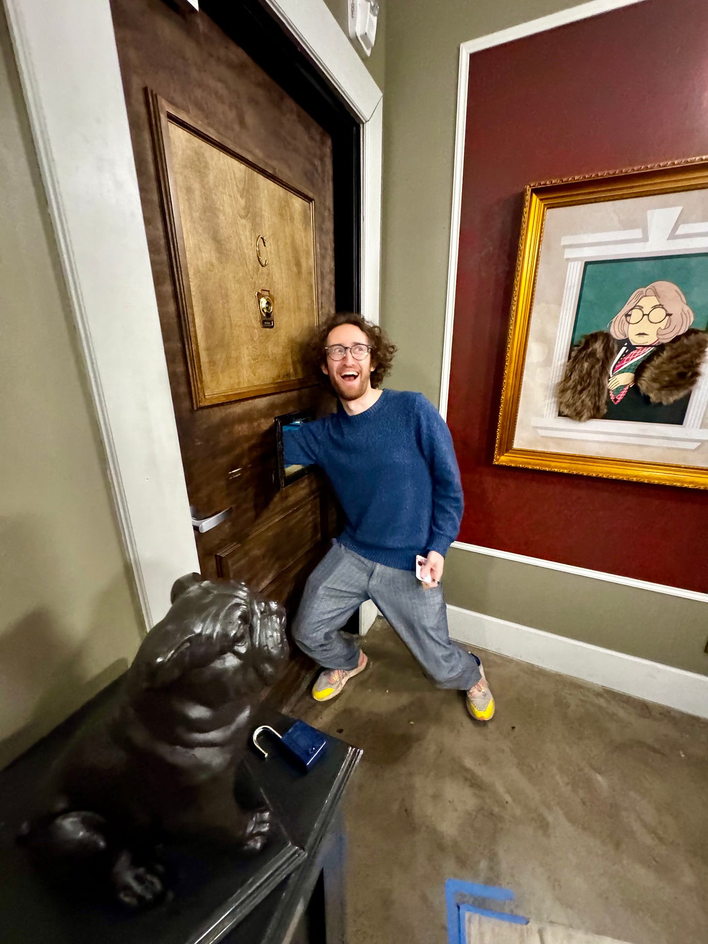 escape room player trying to leave room