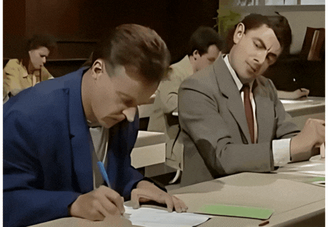 Mr Bean copying in exam