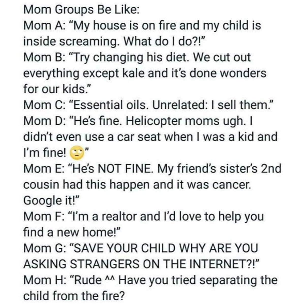 Mom Groups Be Like : r/ShitMomGroupsSay