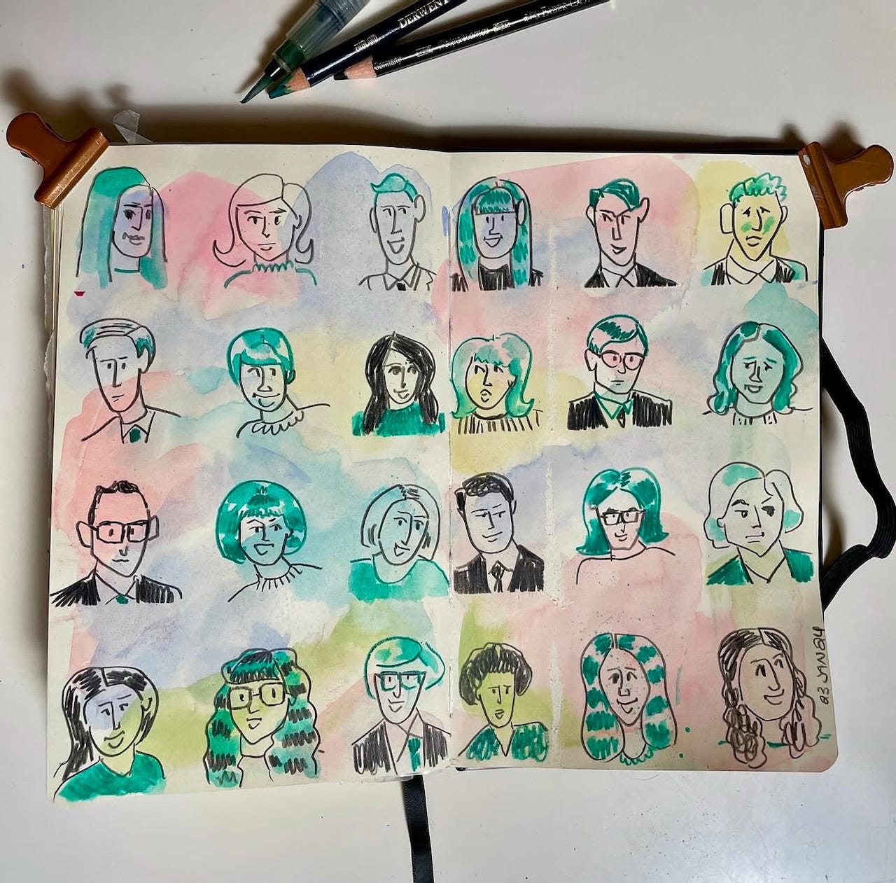 Illustrations of students in a yearbook by Melissa Martin Illustrations of students in a yearbook by Melissa Martin
