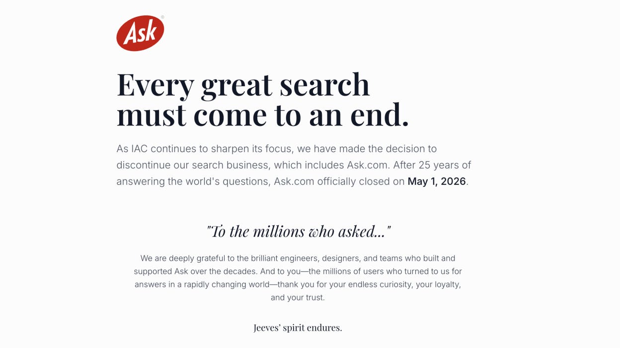 A screenshot of the Ask.com homepage.