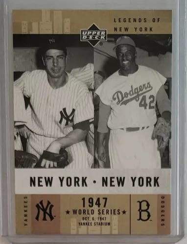 2001 Upper Deck Legends of New York #156 Joe DiMaggio/Jackie Robinson Baseball  - Picture 1 of 2