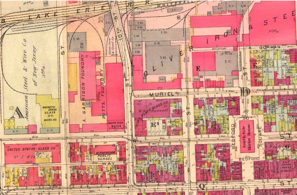1923 map of the area where the Oliver Bath House was and still is located.