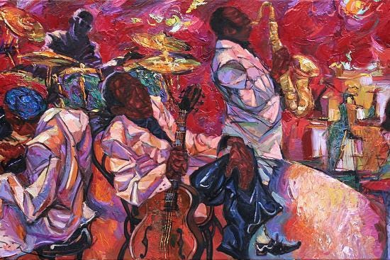 Singer, Jazz Club, Saxophonist, Jazz Band, Oil Painting, Artist Roman  Nogin, Series Sounds of Jazz. Premium Photographic Print | Art.com