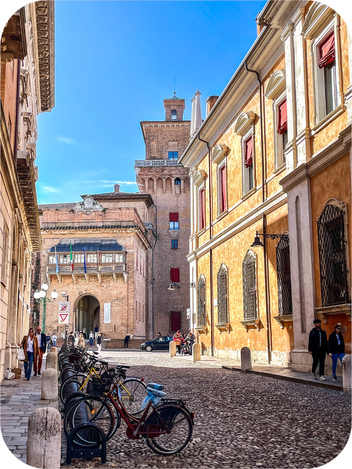 Bicycles in the historic center of Ferrara, Italy